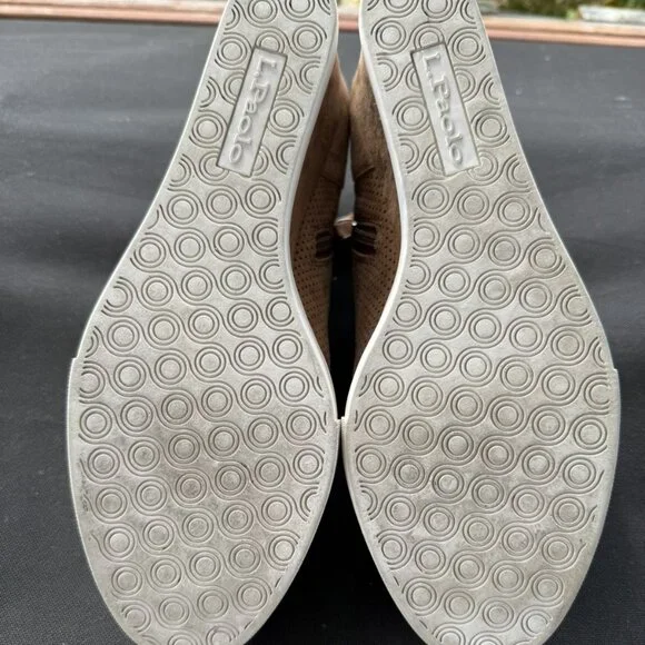 Linea Paolo Women's Felicia Tan Suede Perforated Side Zip Wedge Sneakers 9.5M - Picture 7 of 7